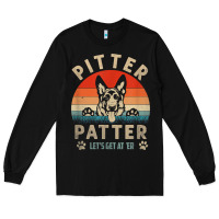 Black pitter tshirt patter german shepherd dog funny vintage retro t shirt Long Sleeve Tee - linhVisuals