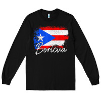 Black puerto rico boricua vintage puerto rican flag pride t shirt Long Sleeve Tee - linhVisuals