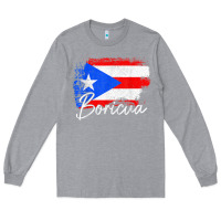 Heather Grey puerto rico boricua vintage puerto rican flag pride t shirt Long Sleeve Tee - linhVisuals
