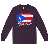 Plum puerto rico boricua vintage puerto rican flag pride t shirt Long Sleeve Tee - linhVisuals
