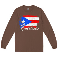 Chestnut puerto rico boricua vintage puerto rican flag pride t shirt Long Sleeve Tee - linhVisuals