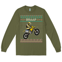 Army Green christmas motorcycle motocross braap dirt bike xmas Long Sleeve Tee - linhVisuals