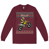Burgundy christmas motorcycle motocross braap dirt bike xmas Long Sleeve Tee - linhVisuals