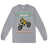 Heather Grey christmas motorcycle motocross braap dirt bike xmas Long Sleeve Tee - linhVisuals