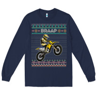 Navy christmas motorcycle motocross braap dirt bike xmas Long Sleeve Tee - linhVisuals
