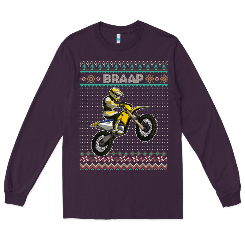 Christmas Motorcycle Motocross Braap Dirt Bike Xmas Long Sleeve Tee by linhVisuals | Teevron
