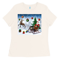 Bone christmas santa deer and presents Ladies Tee - BundleAndBundleShop