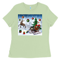 Matcha christmas santa deer and presents Ladies Tee - BundleAndBundleShop