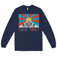 Navy free tibet Long Sleeve Tee - linhVisuals