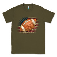 Army Green American Flag Football Leopard Classic Tee - CowCowDesign