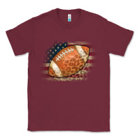 Burgundy American Flag Football Leopard Classic Tee - CowCowDesign
