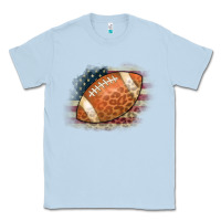 Dusty Blue American Flag Football Leopard Classic Tee - CowCowDesign