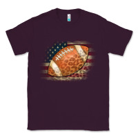 Plum American Flag Football Leopard Classic Tee - CowCowDesign
