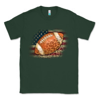 Sports Green American Flag Football Leopard Classic Tee - CowCowDesign