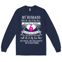 Navy my husband holds the key to my heart Long Sleeve Tee - linhVisuals