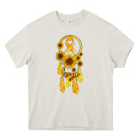 Cream childhood cancer awareness dreamcatcher Heavy Core Tee - Jasminsmagicworld