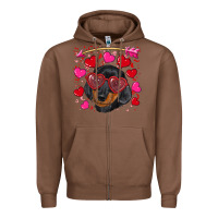 Chestnut valentine's day  dachshund puppy Zipper Hoodie - RanaPortraitStore