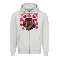 Dove Grey valentine's day  dachshund puppy Zipper Hoodie - RanaPortraitStore