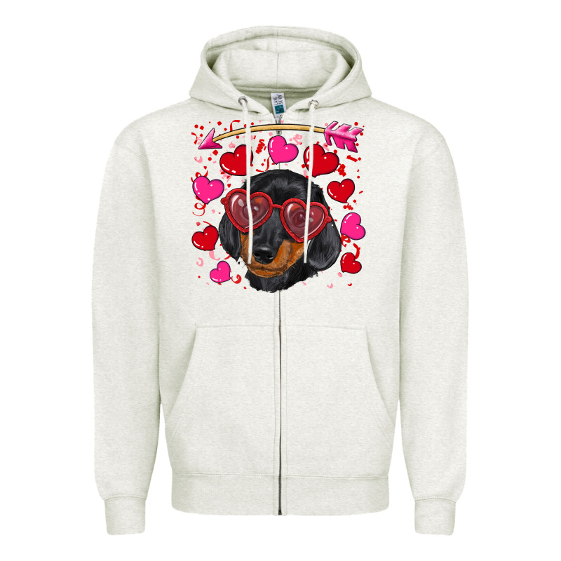 Valentine's Day  Dachshund Puppy Zipper Hoodie by RanaPortraitStore | Teevron