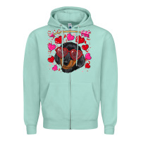 Seafoam valentine's day  dachshund puppy Zipper Hoodie - RanaPortraitStore