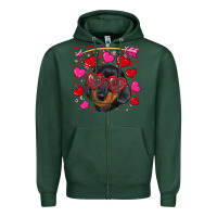 Sports Green valentine's day  dachshund puppy Zipper Hoodie - RanaPortraitStore