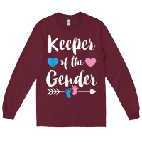 Burgundy keeper of the gender reveal tee shirt girl or boy blue pink Long Sleeve Tee - linhVisuals