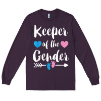 Plum keeper of the gender reveal tee shirt girl or boy blue pink Long Sleeve Tee - linhVisuals