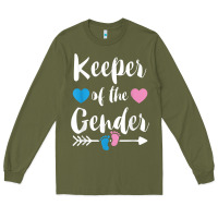 Army Green keeper of the gender reveal tee shirt girl or boy blue pink Long Sleeve Tee - linhVisuals