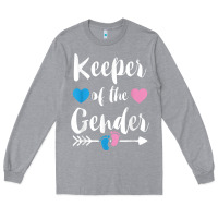 Heather Grey keeper of the gender reveal tee shirt girl or boy blue pink Long Sleeve Tee - linhVisuals