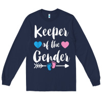 Navy keeper of the gender reveal tee shirt girl or boy blue pink Long Sleeve Tee - linhVisuals