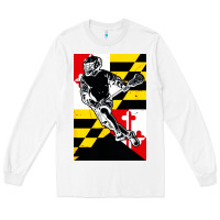 White lacrosse player maryland flag lax lacrosse stick retro Long Sleeve Tee - linhVisuals
