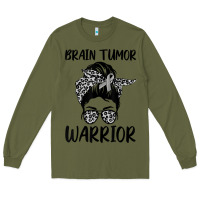 Army Green brain cancer tumor awareness go gray in may t shirt Long Sleeve Tee - linhVisuals