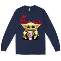 Navy baby yoda hold Long Sleeve Tee - linhVisuals