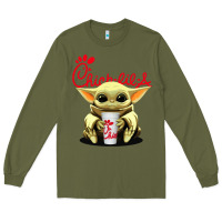 Army Green baby yoda hold Long Sleeve Tee - linhVisuals