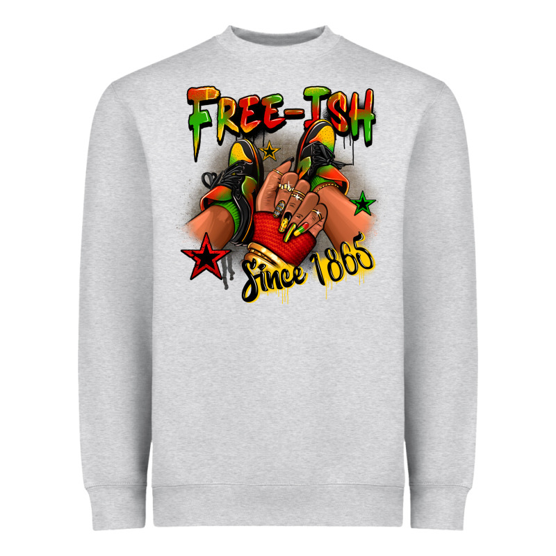 Free-ish Since 1865 Juneteenth Black Girl Sneakers Heavyweight Sweatshirt by RanaPortraitStore | Teevron