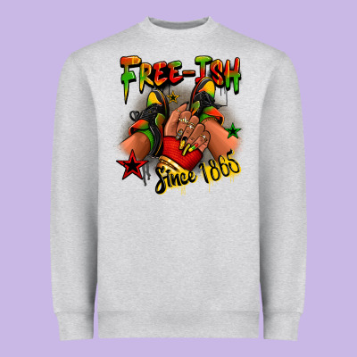 Free-ish Since 1865 Juneteenth Black Girl Sneakers Heavyweight Sweatshirt Designed By Ranaportraitstore