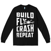 Black drone tshirt shirts for multicopter boy men kids fpv pilot t shirt Long Sleeve Tee - linhVisuals