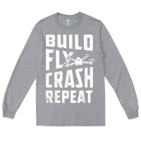 Heather Grey drone tshirt shirts for multicopter boy men kids fpv pilot t shirt Long Sleeve Tee - linhVisuals