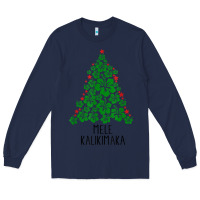 Navy hawaiian christmas tree mele kalikimaka hawaii tropical t shirt Long Sleeve Tee - linhVisuals