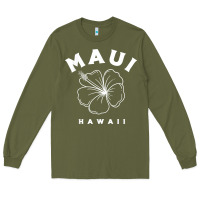 Army Green hawaii flower for women hibiscus maui hawaii t shirt Long Sleeve Tee - linhVisuals