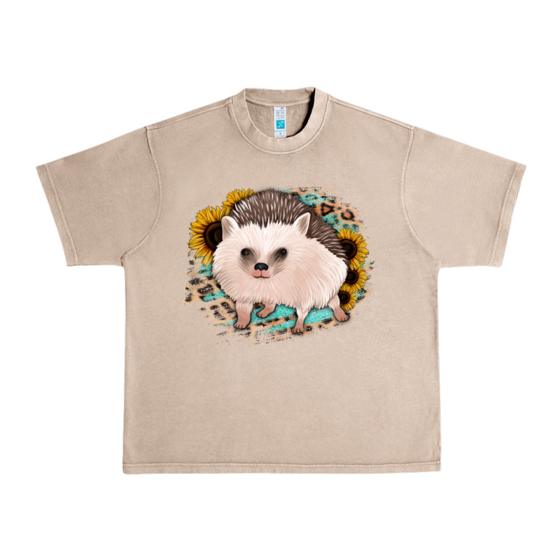 Hedgehog With Sunflowers And Leopard Urban Heavy Tee by Jasminsmagicworld | Teevron