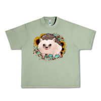 Oil Green hedgehog with sunflowers and leopard Urban Heavy Tee - Jasminsmagicworld