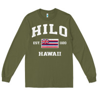 Army Green hilo hawaii hi vintage state athletic style t shirt Long Sleeve Tee - linhVisuals