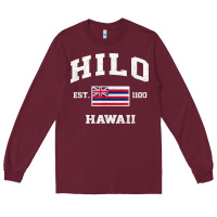 Burgundy hilo hawaii hi vintage state athletic style t shirt Long Sleeve Tee - linhVisuals