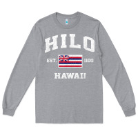 Heather Grey hilo hawaii hi vintage state athletic style t shirt Long Sleeve Tee - linhVisuals