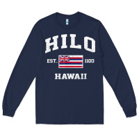 Hilo Hawaii Hi Vintage State Athletic Style T Shirt Long Sleeve Tee | Teevron