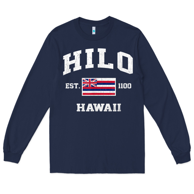 Hilo Hawaii Hi Vintage State Athletic Style T Shirt Long Sleeve Tee by linhVisuals | Teevron