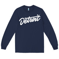 Navy DETROIT Long Sleeve Tee - linhVisuals