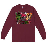 Burgundy peace love summer Long Sleeve Tee - CowhideDigitalArt