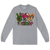 Heather Grey peace love summer Long Sleeve Tee - CowhideDigitalArt